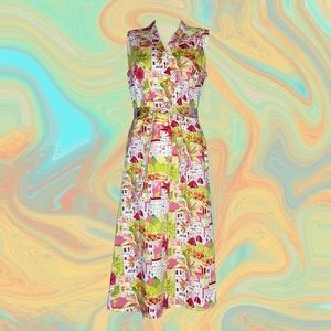 Tropical Sleeveless Buttonup Maxi Dress